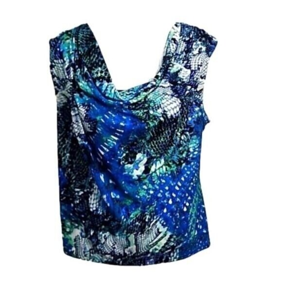 Coco Bianco Snakeskin Drapey Sleeveless Top Women's XL - Picture 1 of 6